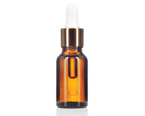 Glass bottle of 50 ml serum with a decorative pipette